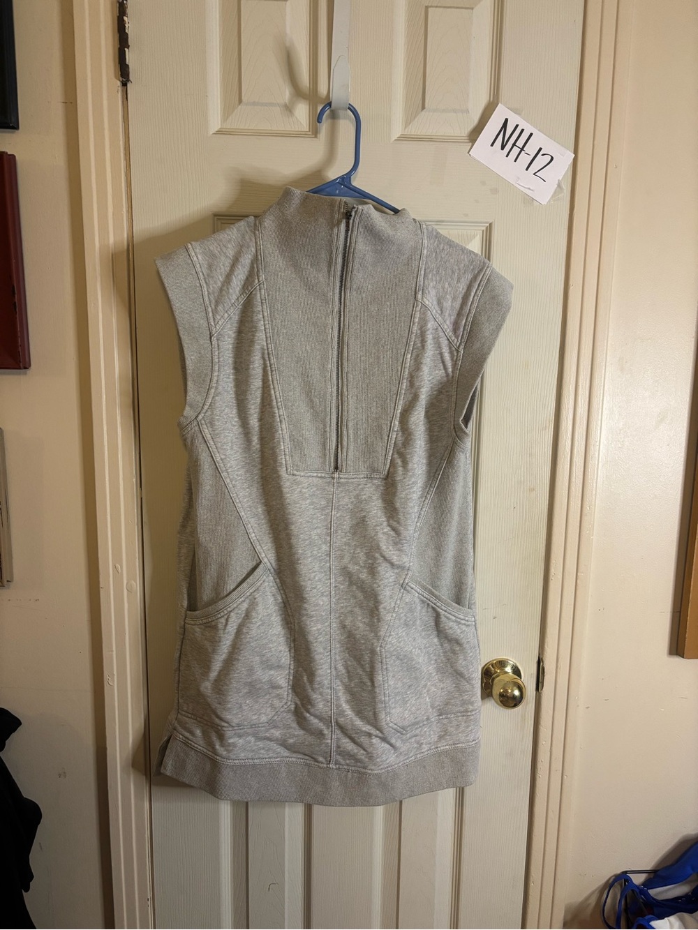Sleeveless Light Gray Mini Dress with Front Zip